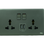 Universal Multi Socket Switch, 13 Amp, Double, with 2 USB A.1 Ports