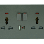 Universal Multi Socket Switch, 13 Amp, Double, With Neon, 2 USB A1, 1 USB-C Port, Grey – TOPEX