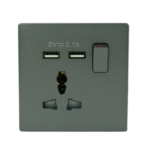 Universal Multi Socket Switch, 13 Amp, Single, 2 USB 2.1A Port, Grey – TOPEX